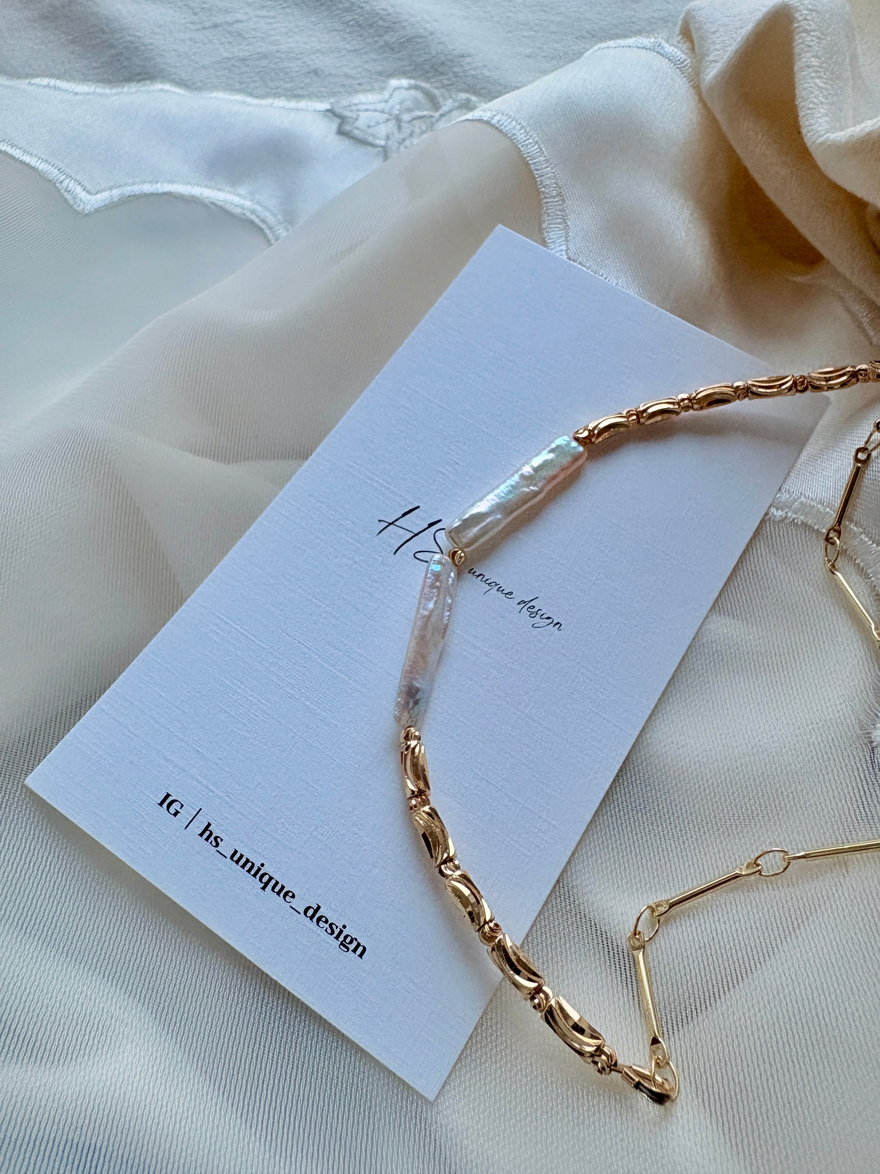 14K GF 天然巴洛克項鍊Ｉ新品