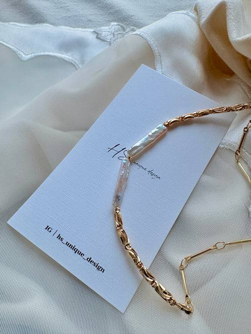 14K GF 天然巴洛克項鍊Ｉ新品