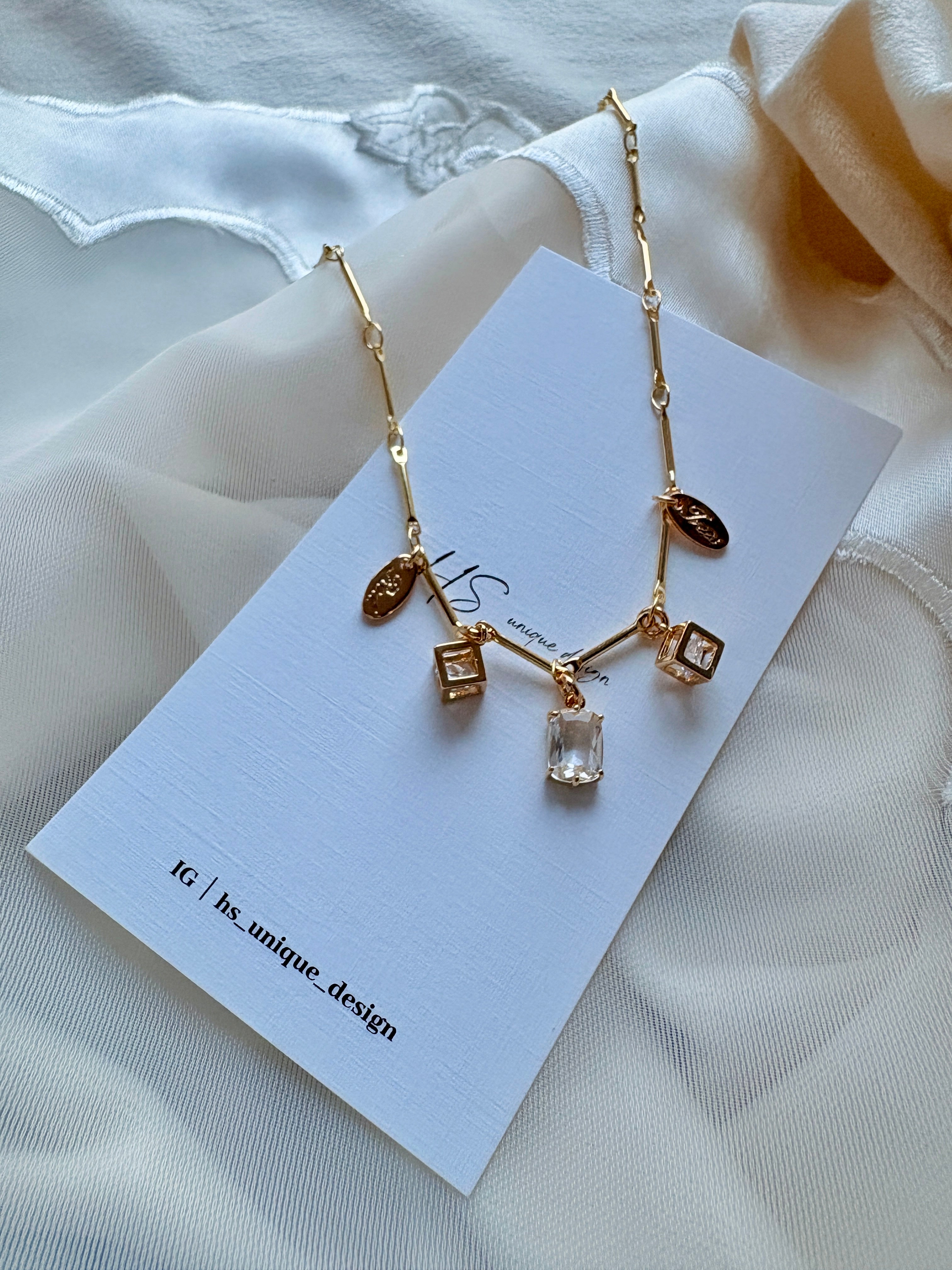 14K GF 白水晶半寶石項鍊Ｉ新品