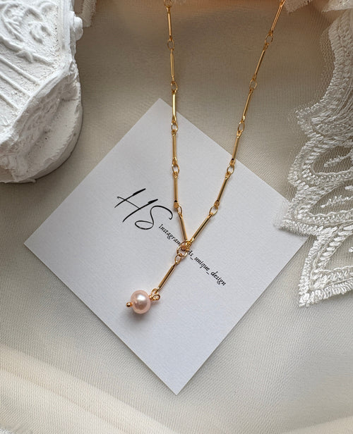 14K GF 天然淡水淡紫色珍珠 Ｙ字鏈