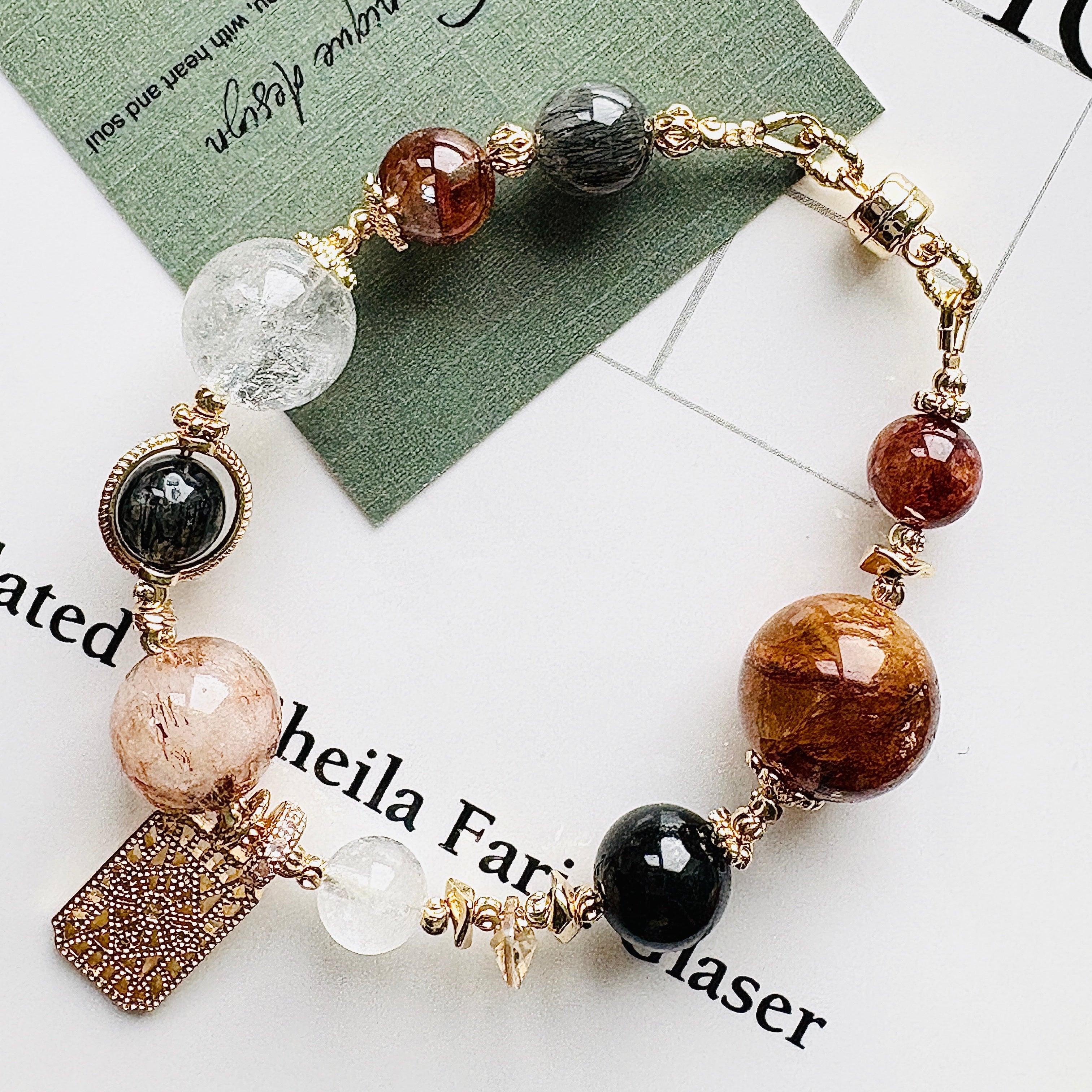 隨形茶水晶Ｉ黃金椒花Ｉ白水晶Ｉ白幽靈Ｉ紅椒花（新款14mm&12mm)