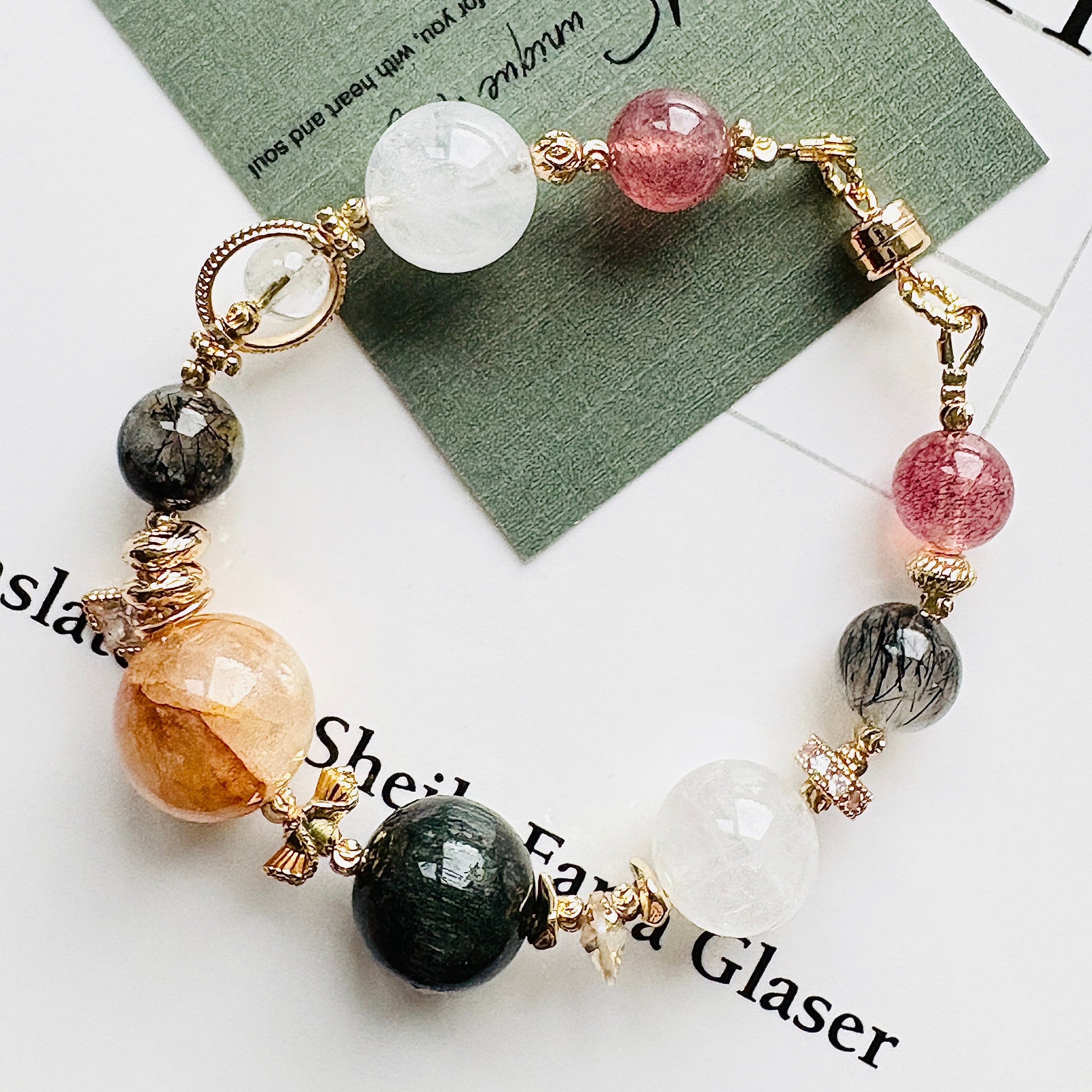 草誒晶Ｉ黃金椒花Ｉ綠發石Ｉ黑兔毛Ｉ白水晶Ｉ白幽靈（新款14mm&12mm)