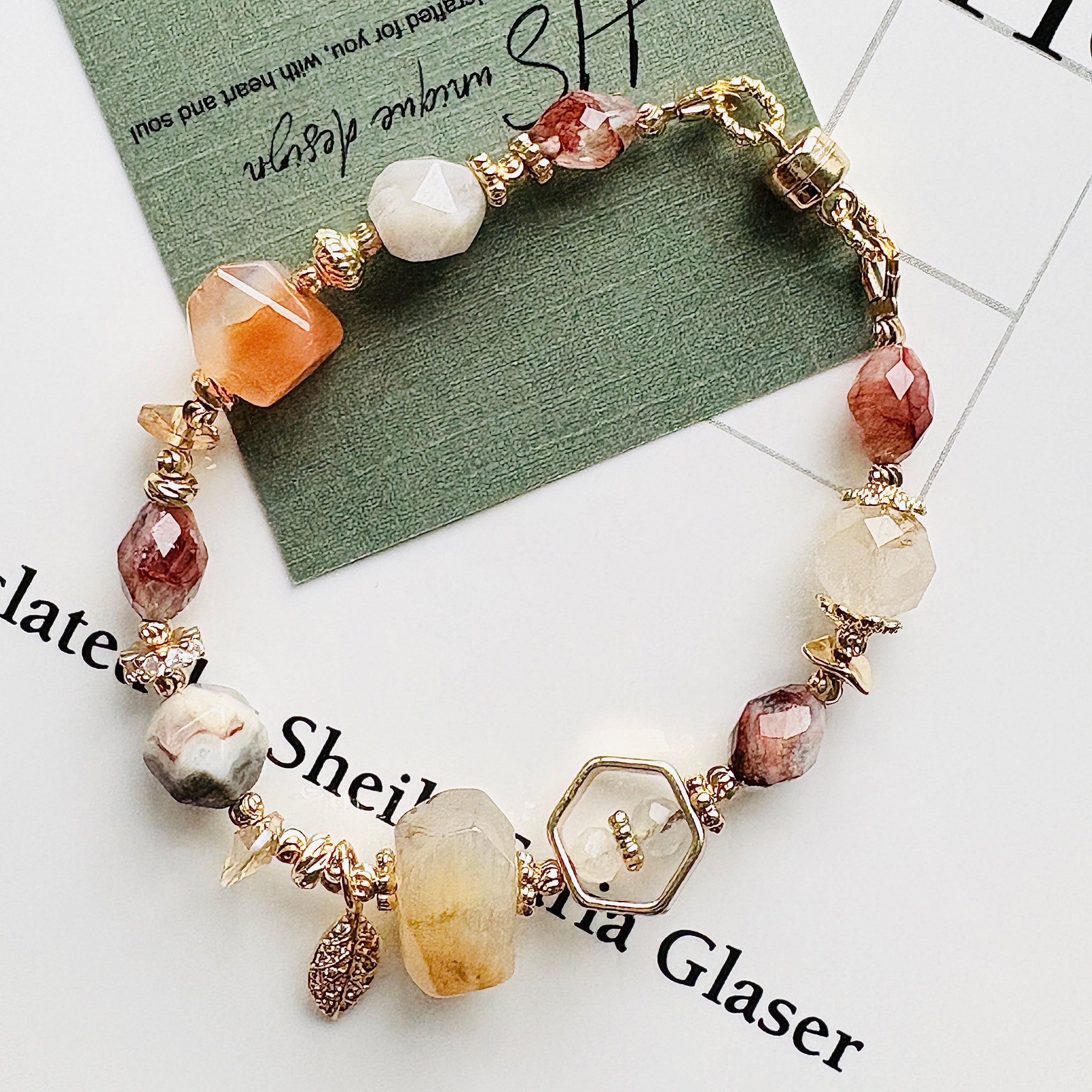 橘紅瑪瑙Ｉ瘋狂瑪瑙Ｉ紅椒花Ｉ白玉髓Ｉ月光石Ｉ施華洛世奇水晶（新款）