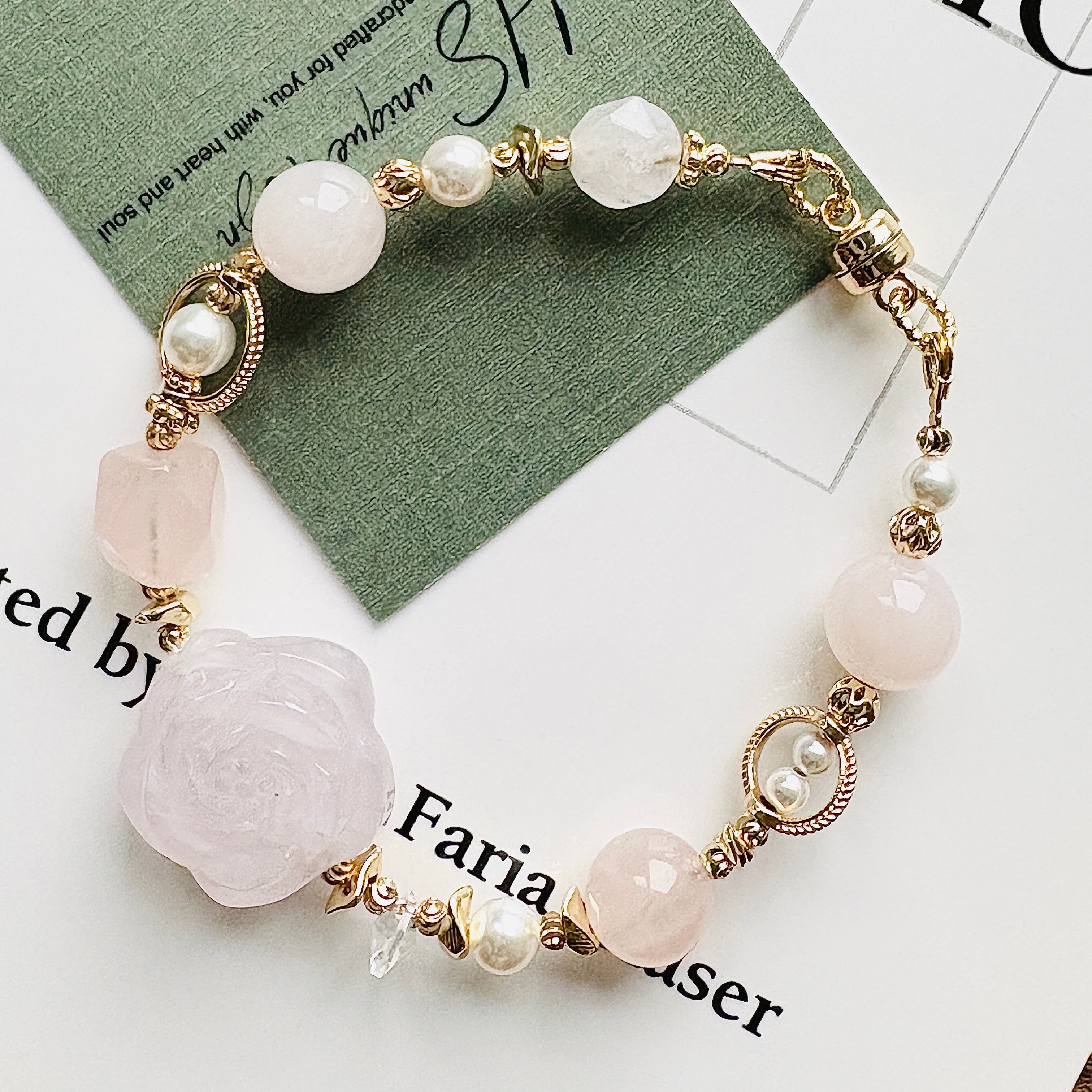 粉晶Ｉ水晶珍珠Ｉ山茶花粉晶Ｉ施華洛世奇水晶（新款）