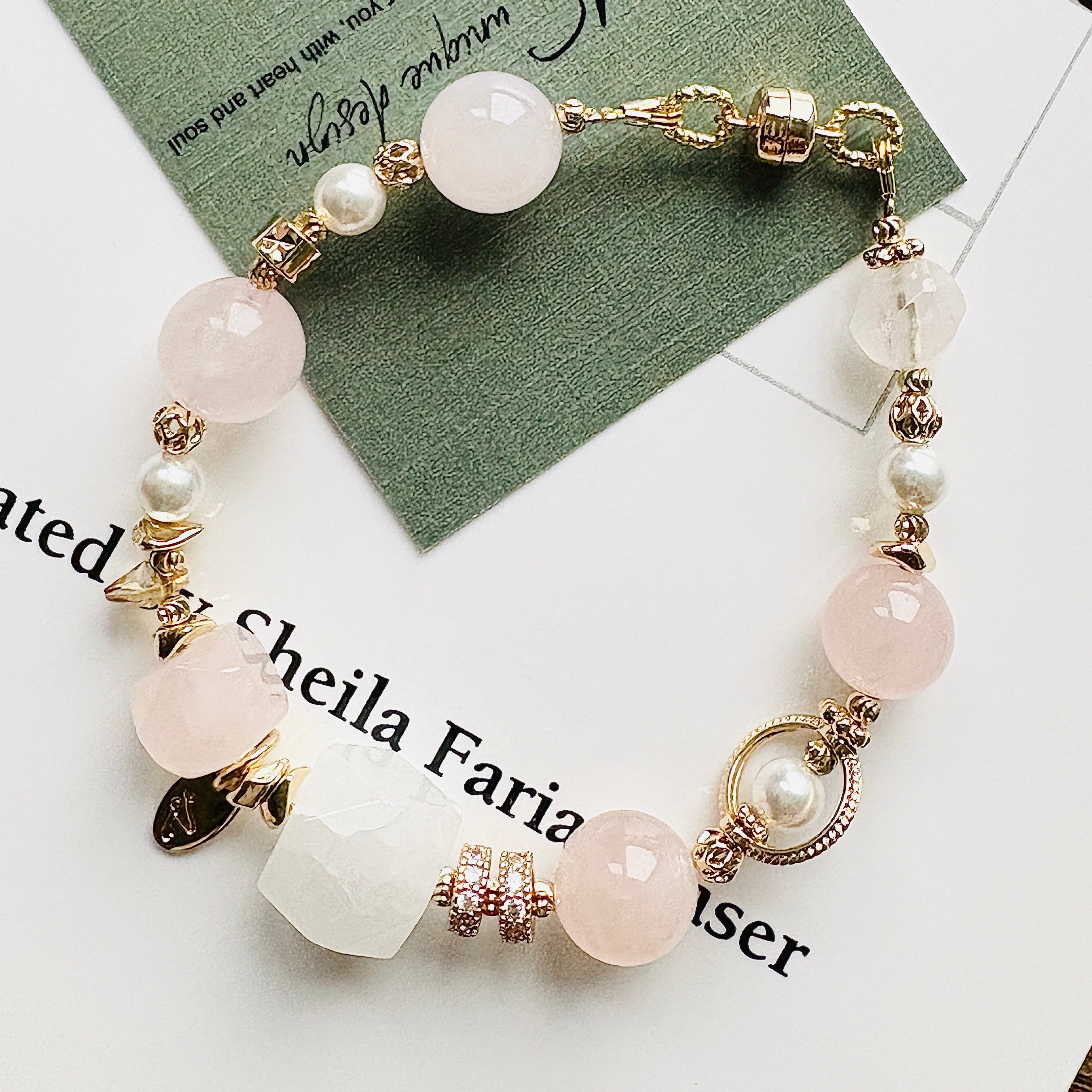 粉晶Ｉ白水晶Ｉ水晶珍珠Ｉ施華洛世奇水晶（新款12&14mm)