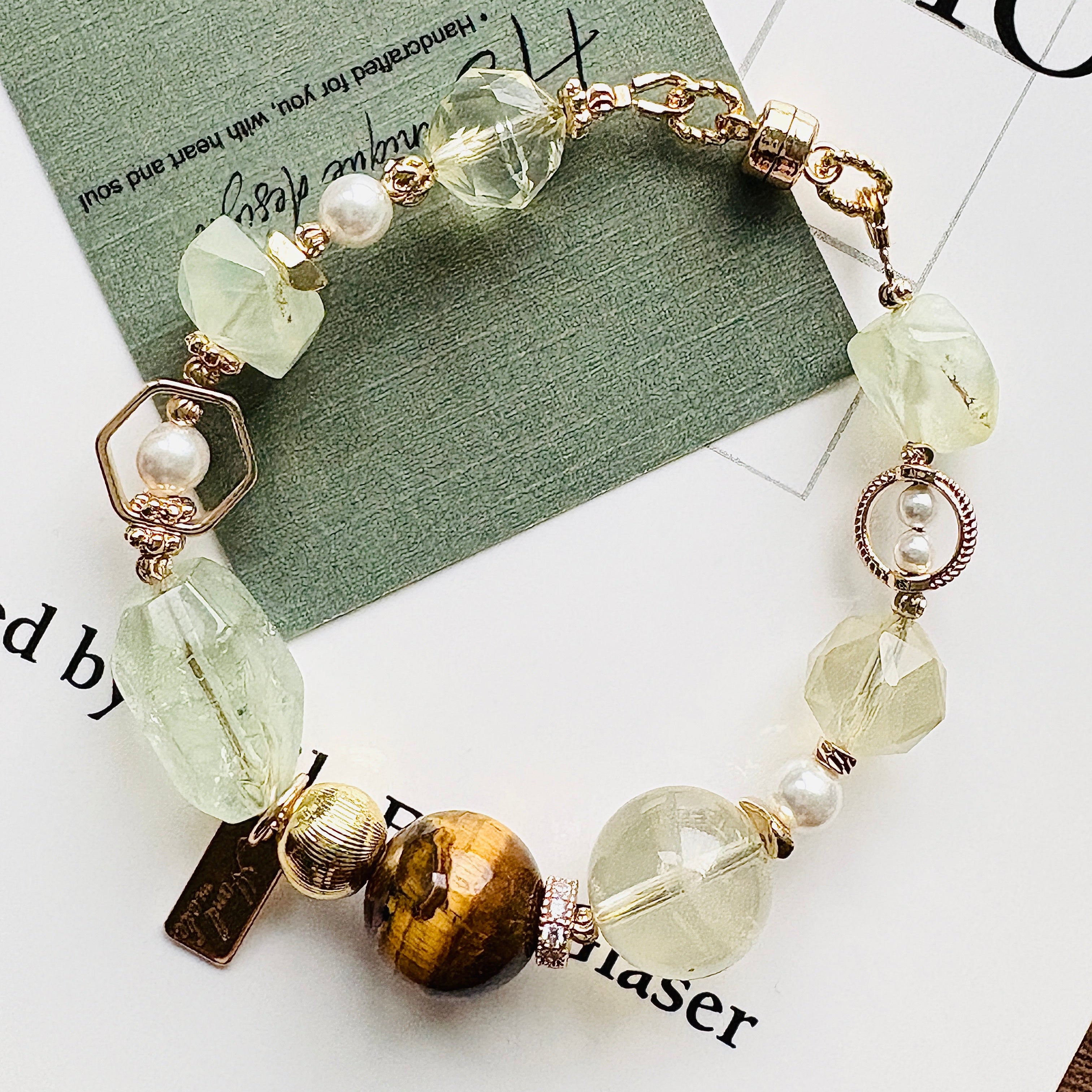 隨型綠水晶Ｉ虎眼石Ｉ檸檬晶Ｉ水晶珍珠Ｉ葡萄石Ｉ施華洛世奇水晶（新款12mm)