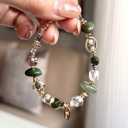 印度瑪瑙Ｉ綠髮晶Ｉ白水晶Ｉ捷克珠Ｉ水晶珍珠